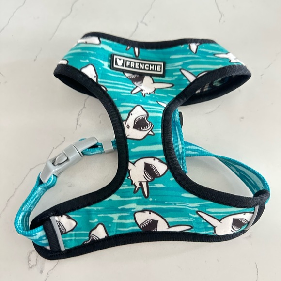 Frenchie Shark Print Dog Harness - Teal and Black - Picture 1 of 2